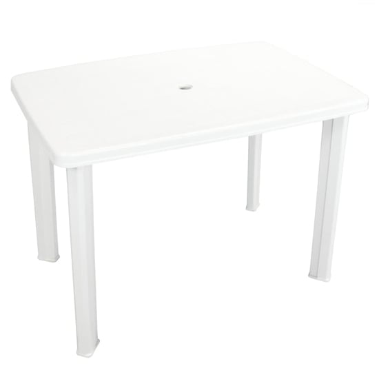 Derik Outdoor Rectangular Plastic Dining Table In White