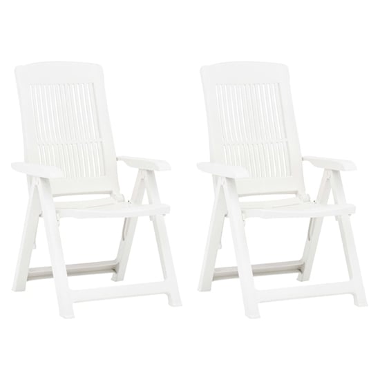 Derik Outdoor White Plastic Reclining Chairs In Pair_1