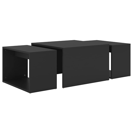 Derion Wooden Set Of 3 Wooden Coffee Tables In Black Furniture in Fashion