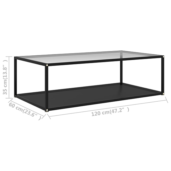 Dermot Large Clear And Black Glass Coffee Table In Black Frame_5