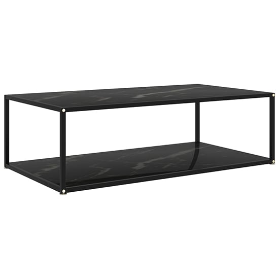 Dermot Large Glass Coffee Table In Black Marble Effect