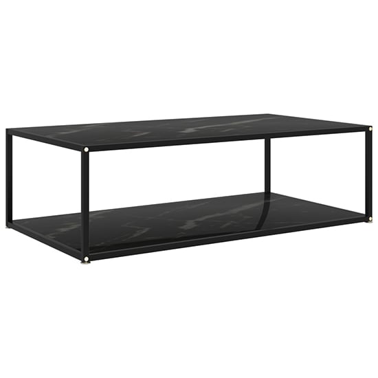 Product photograph of Dermot Large Glass Coffee Table In Black Marble Effect from Furniture in Fashion