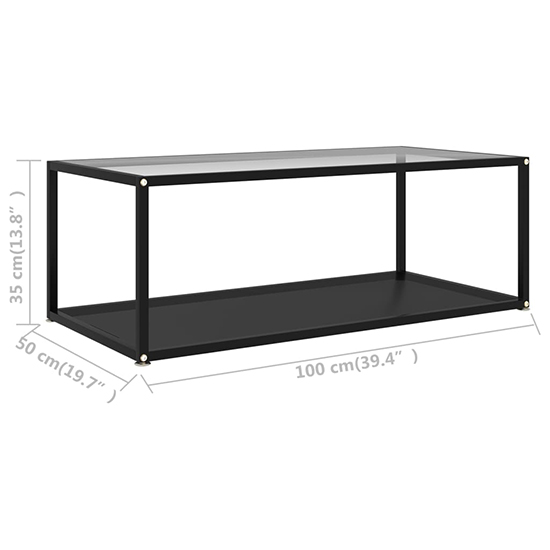 Dermot Medium Clear And Black Glass Coffee Table In Black Frame_5