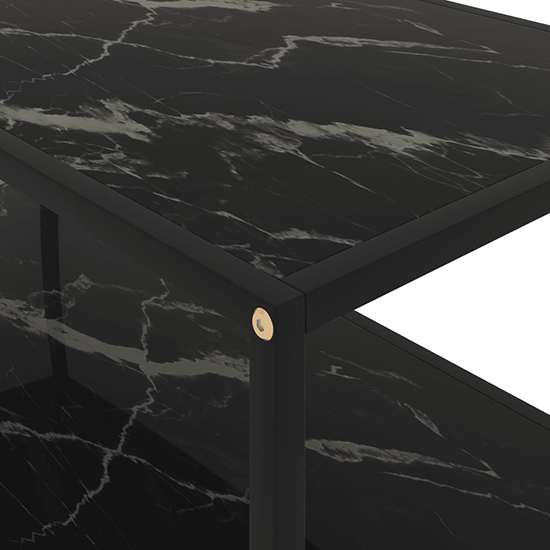 Dermot Medium Glass Coffee Table In Black Marble Effect