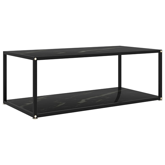 Product photograph of Dermot Medium Glass Coffee Table In Black Marble Effect from Furniture in Fashion