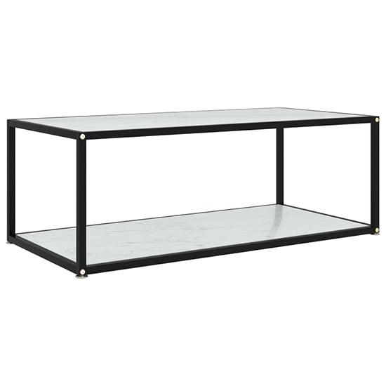 Dermot Medium Glass Coffee Table In White Marble Effect