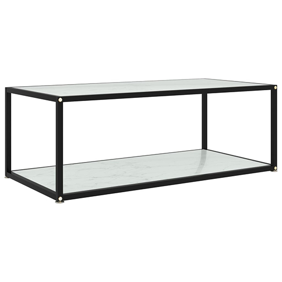 Photo of Dermot medium glass coffee table in white marble effect