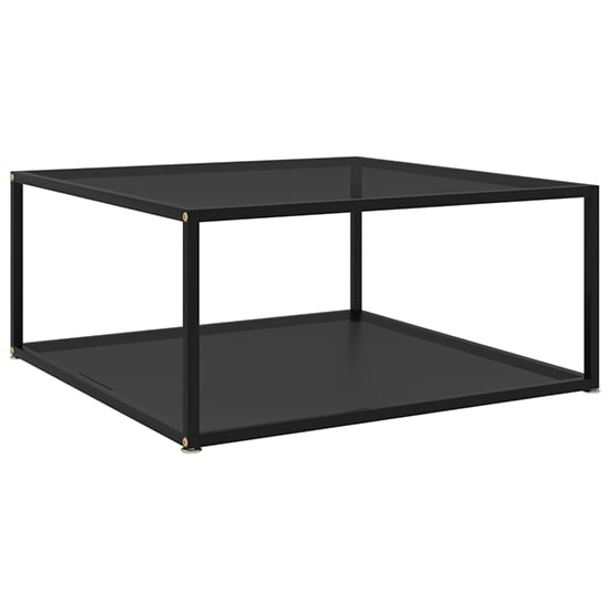Read more about Dermot small black glass coffee table with black metal frame
