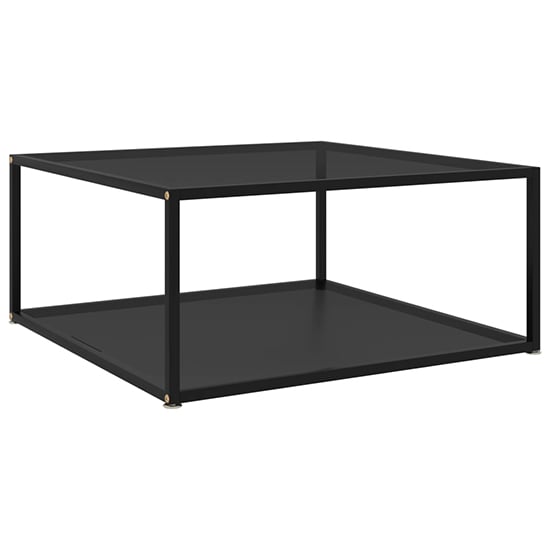 Product photograph of Dermot Small Black Glass Coffee Table With Black Metal Frame from Furniture in Fashion