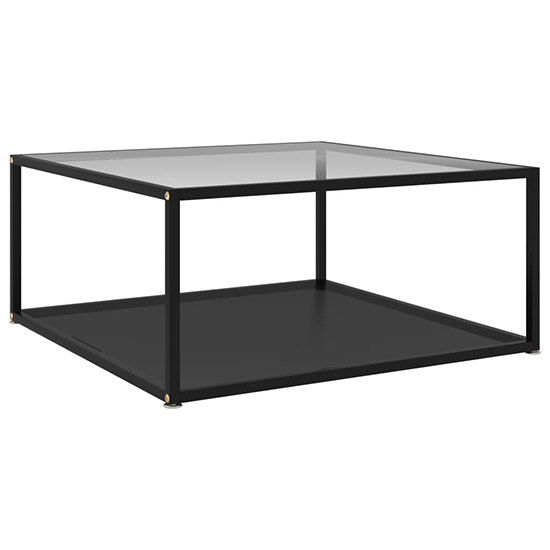 Read more about Dermot small clear and black glass coffee table in black frame