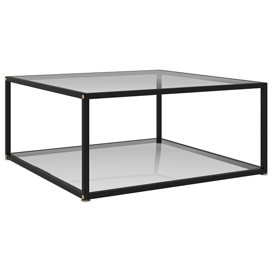 Dermot Small Clear Glass Coffee Table With Black Metal Frame