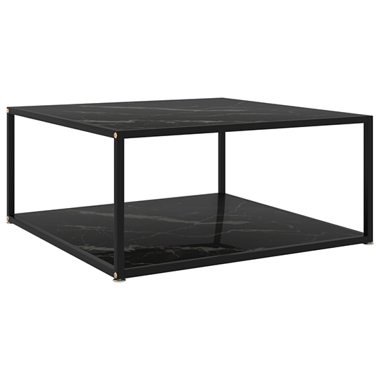 Dermot Small Glass Coffee Table In Black Marble Effect