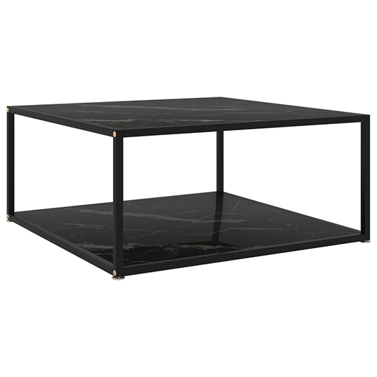 Product photograph of Dermot Small Glass Coffee Table In Black Marble Effect from Furniture in Fashion