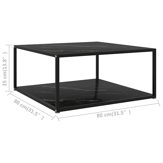 Dermot Small Glass Coffee Table In Black Marble Effect