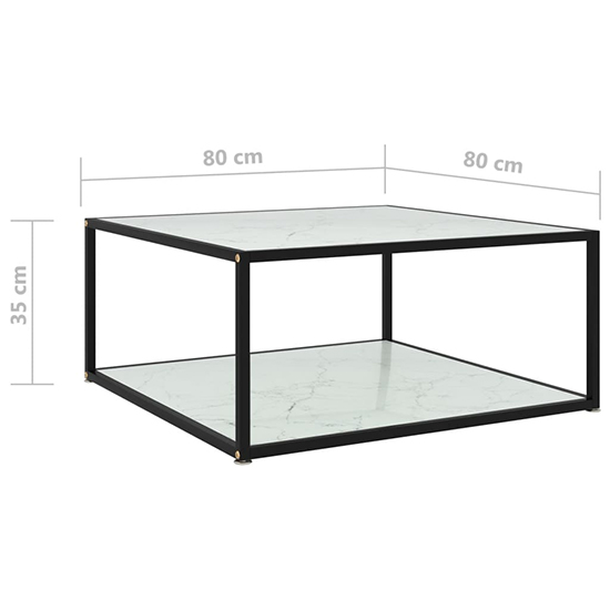 Dermot Small Glass Coffee Table In White Marble Effect Furniture in