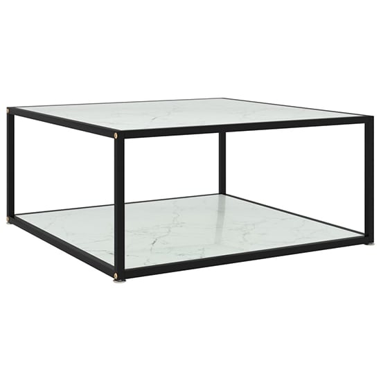 Dermot Small Glass Coffee Table In White Marble Effect
