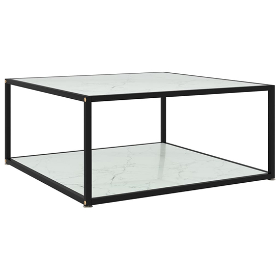 Photo of Dermot small glass coffee table in white marble effect