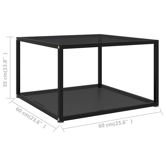Dermot Square Black Glass Coffee Table With Black Metal Frame