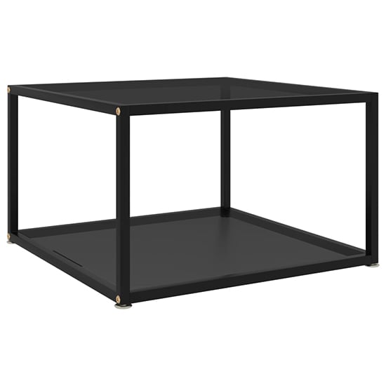 Read more about Dermot square black glass coffee table with black metal frame