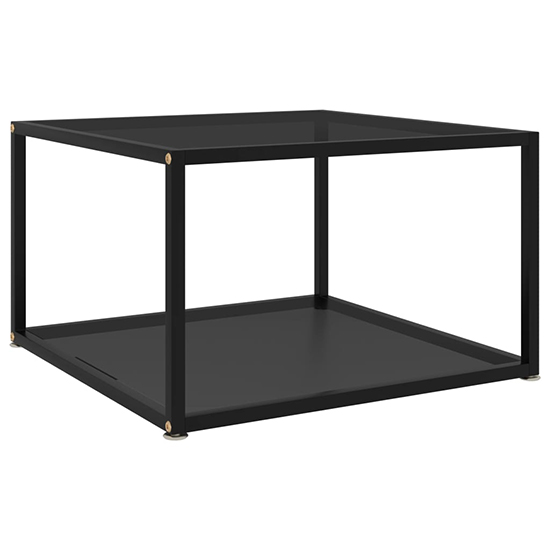 Product photograph of Dermot Square Black Glass Coffee Table With Black Metal Frame from Furniture in Fashion