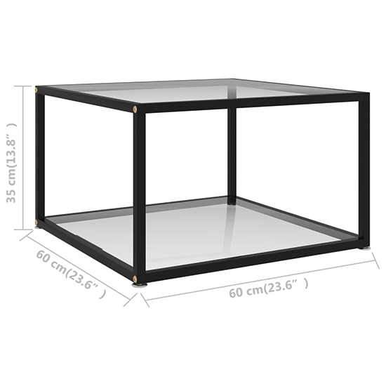 Dermot Square Clear Glass Coffee Table With Black Metal Frame