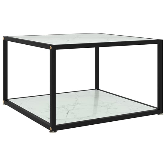 Read more about Dermot square glass coffee table in white marble effect
