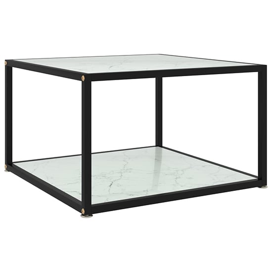 Product photograph of Dermot Square Glass Coffee Table In White Marble Effect from Furniture in Fashion