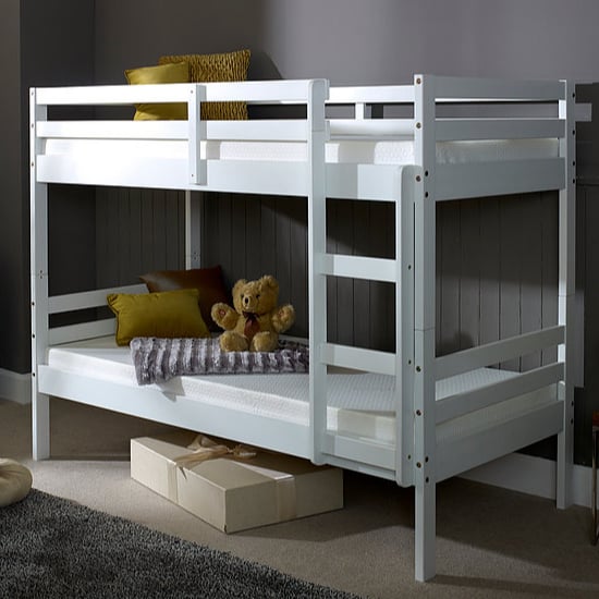 Read more about Derosta wooden single bunk bed in white