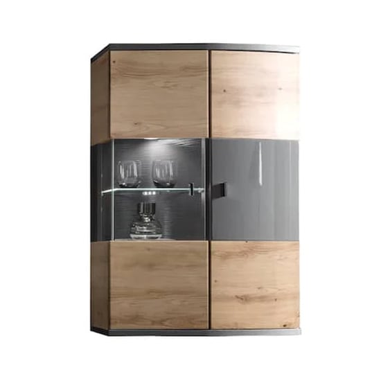 Read more about Derry display cabinet wall hung 2 doors in artisan oak with led