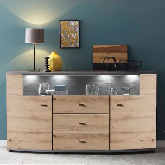 Read more about Derry sideboard with 2 doors 3 drawers in artisan oak and led