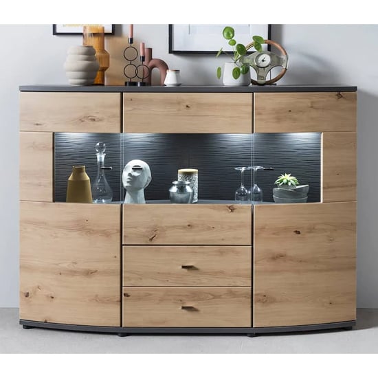 Product photograph of Derry Sideboard With 3 Doors 2 Drawers In Artisan Oak And Led from Furniture in Fashion