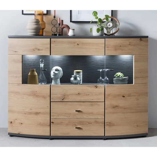 Read more about Derry sideboard with 3 doors 2 drawers in artisan oak and led