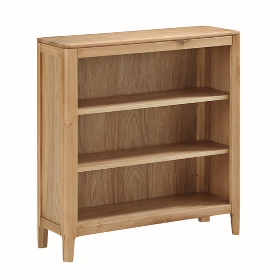 Read more about Derry wooden bookcase low with 2 shelves in oak