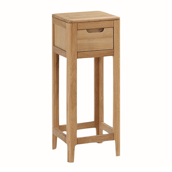 Derry Wooden End Table Tall With 1 Drawer In Oak