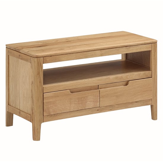 Derry Wooden TV Stand Small With 2 Drawers In Oak