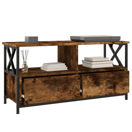 Derval Wooden TV Stand With 2 Drawers In Smoked Oak