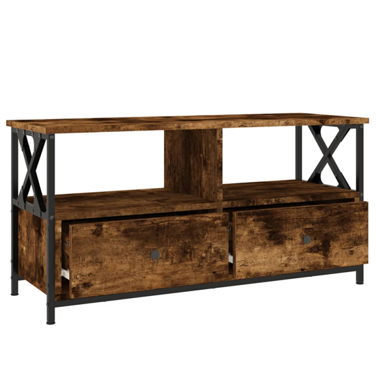 Derval Wooden TV Stand With 2 Drawers In Smoked Oak