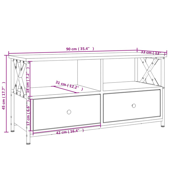 Derval Wooden TV Stand With 2 Drawers In Smoked Oak