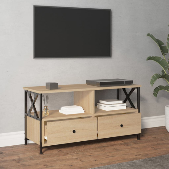 Derval Wooden TV Stand With 2 Drawers In Sonoma Oak
