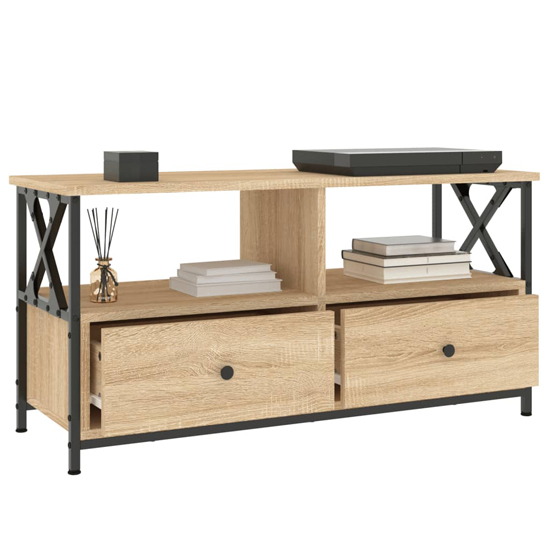 Derval Wooden TV Stand With 2 Drawers In Sonoma Oak
