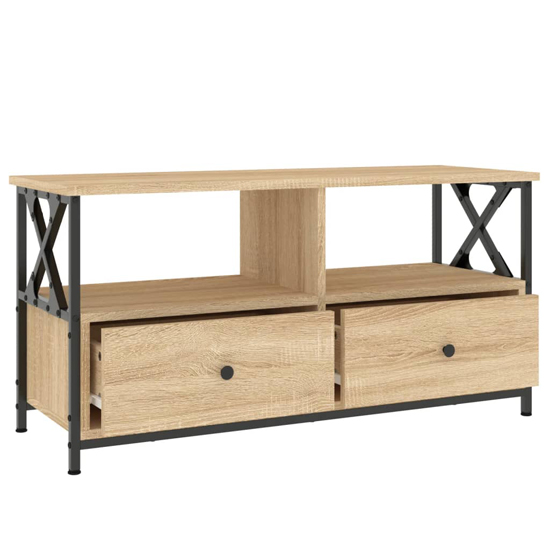 Derval Wooden TV Stand With 2 Drawers In Sonoma Oak
