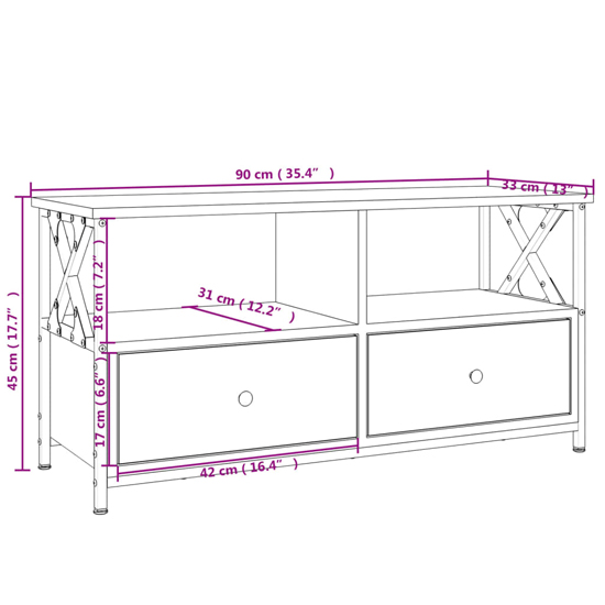 Derval Wooden TV Stand With 2 Drawers In Sonoma Oak