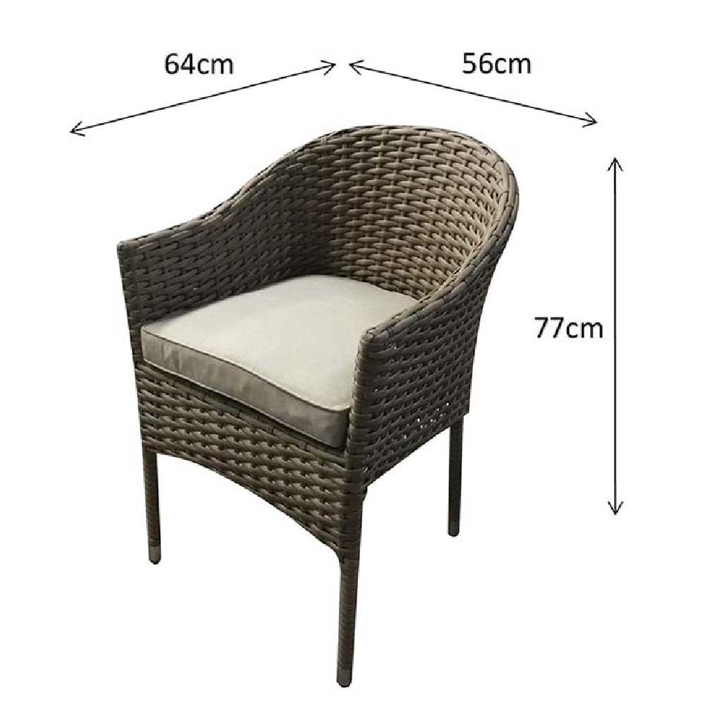 Derya Brown Rattan Stacking Dining Chairs With Cushion In Pair