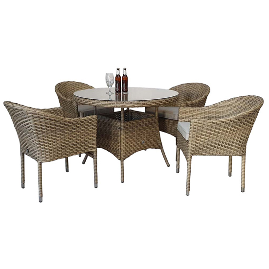 Photo of Derya glass top 100cm dining table with 4 stacking chairs