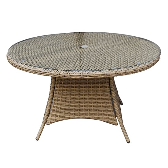 Photo of Derya glass top 100cm wicker dining table in natural