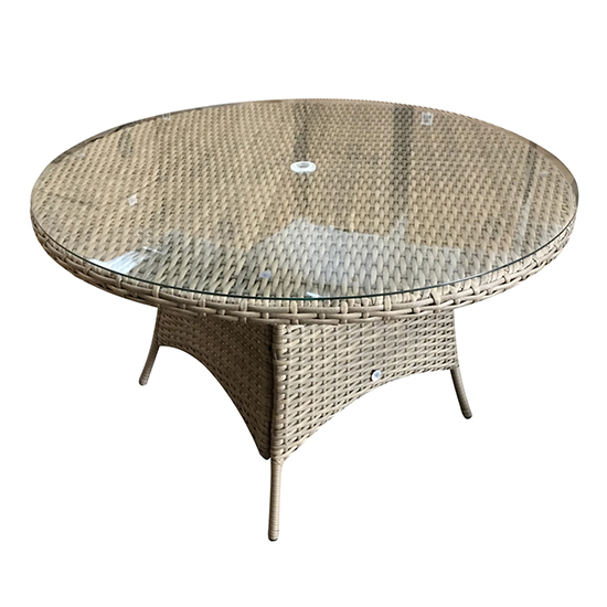 Read more about Derya glass top 135cm wicker dining table in natural