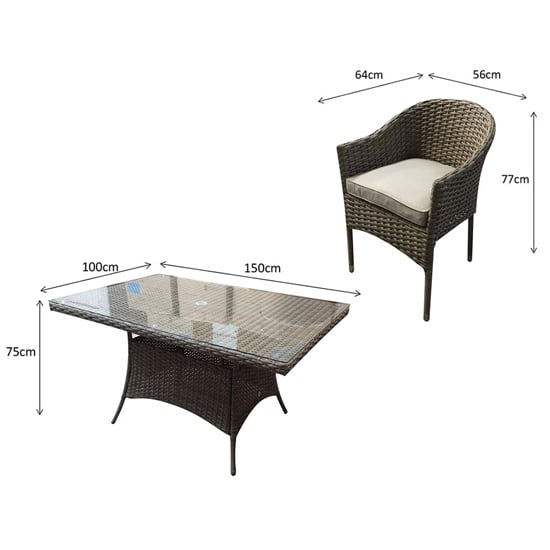 Derya Glass Top 150cm Dining Table With 6 Stacking Chairs_2
