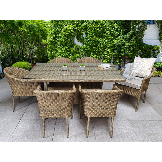 Derya Glass Top 150cm Wicker Dining Table In Natural_2