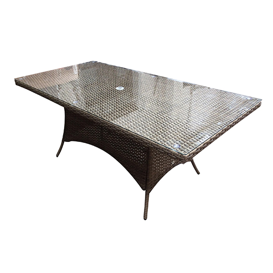 Photo of Derya glass top 200cm wicker dining table in natural