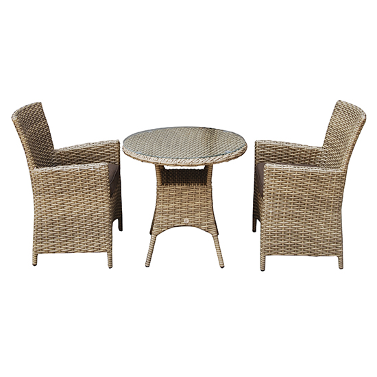 Photo of Derya glass top 70cm bistro table with 2 high back chairs